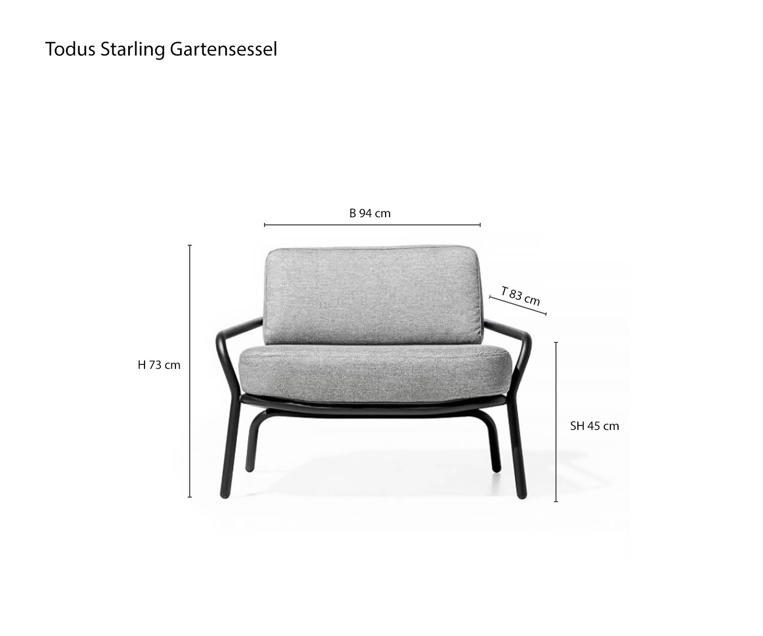 Starling Fauteuil de jardin design Esquisse Dimensions