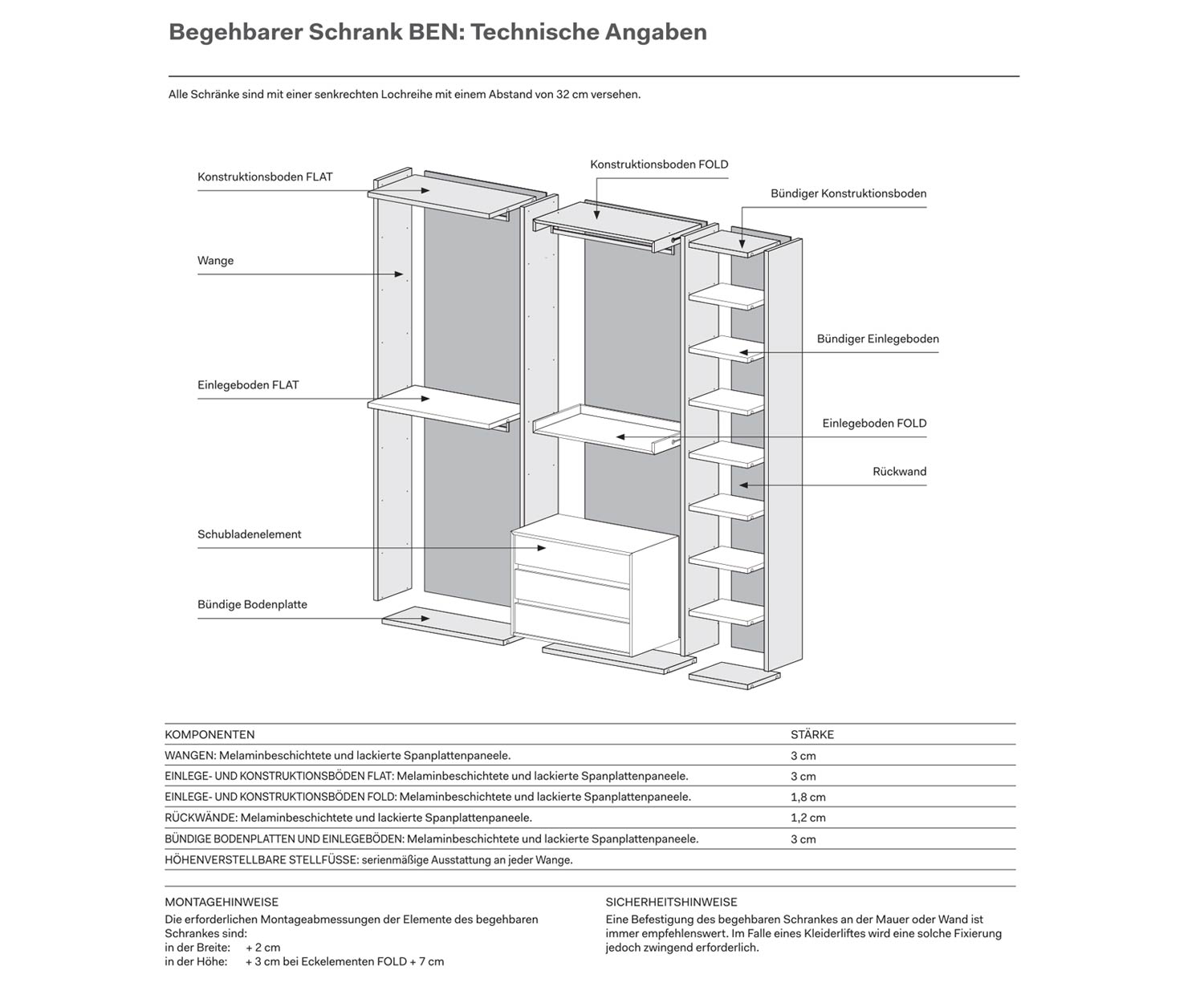 Novamobili Armoire design accessible Esquisse Dimensions Dessin Données