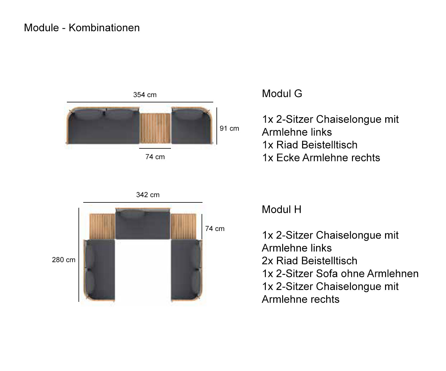 Qasiq Riad collectie voor de tuin Combinatie van modules