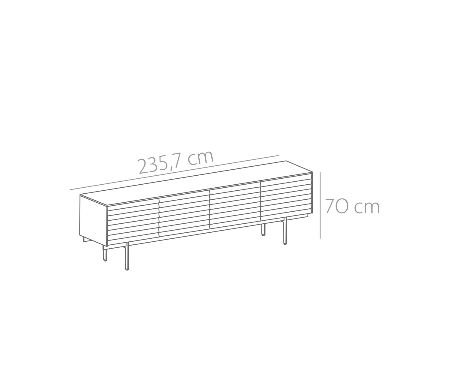 Punt Sussex dressoir met poten B235 schets