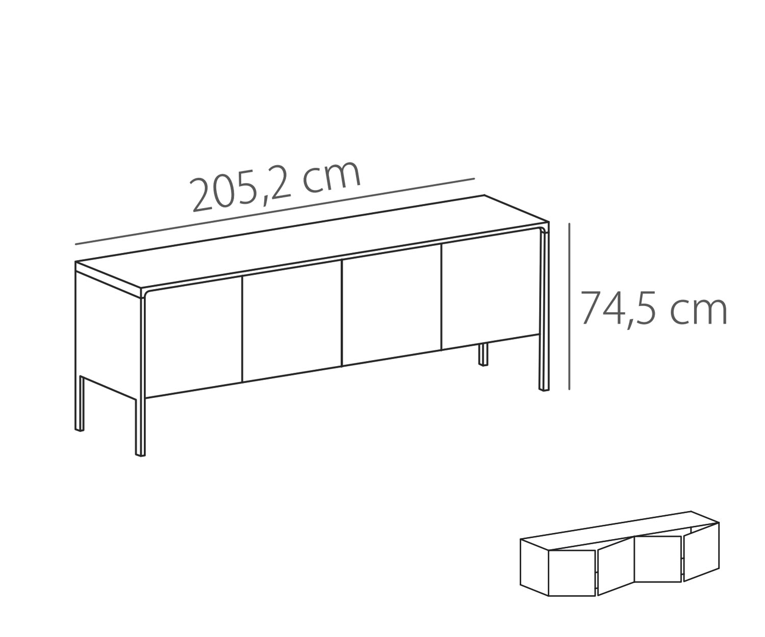 Punt Buffet Tactile Tactile Noyer Tactile B 205 4 portes Esquisse