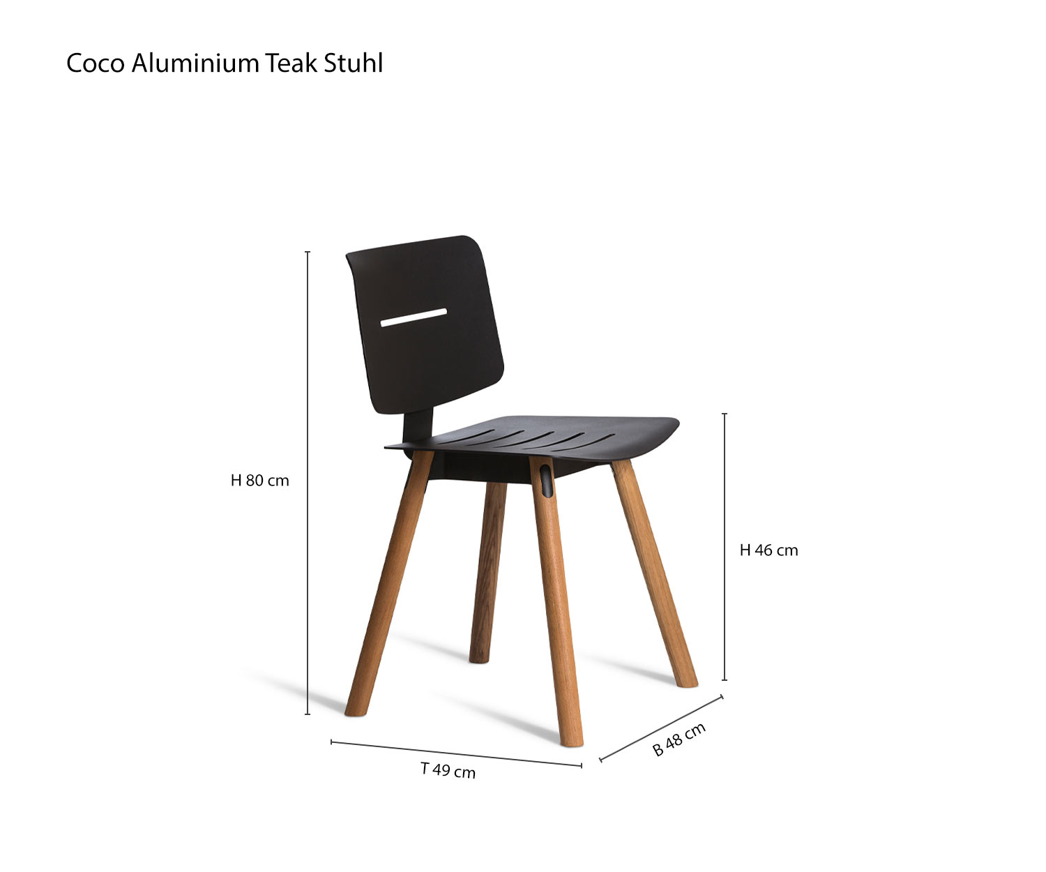 Oasiq Design tuinstoel teakhout maatschets afmetingen