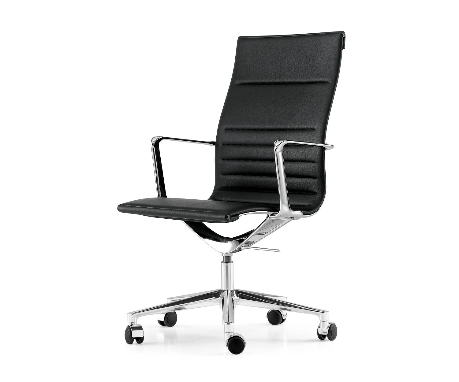 ICF Una Chair Managment bureaustoel design bureaustoel 5 arm met wielen H58 cm met leer leer zwart 901