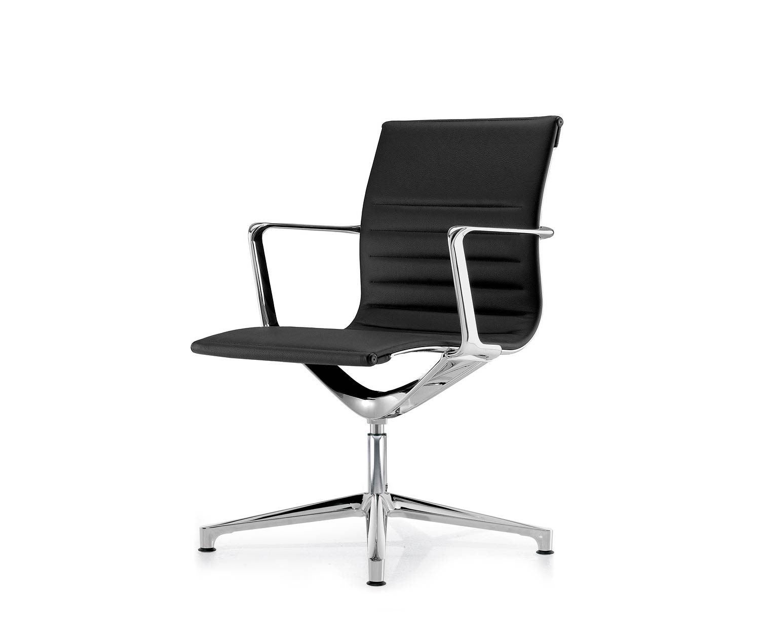 ICF Una Chair Managment bureaustoel design bureaustoel 4 arm zonder wielen H42 cm met leer leer zwart 901