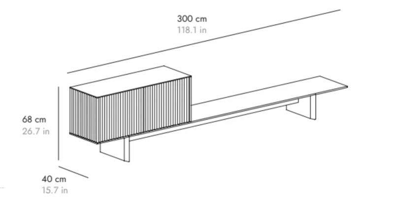 L 300 cm 2 portes sur banc