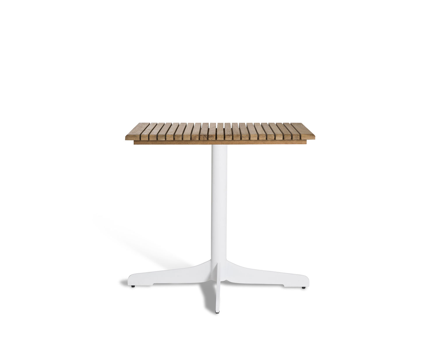 Oasiq Ceru aluminium eettafel B 70 cm wit teakhout