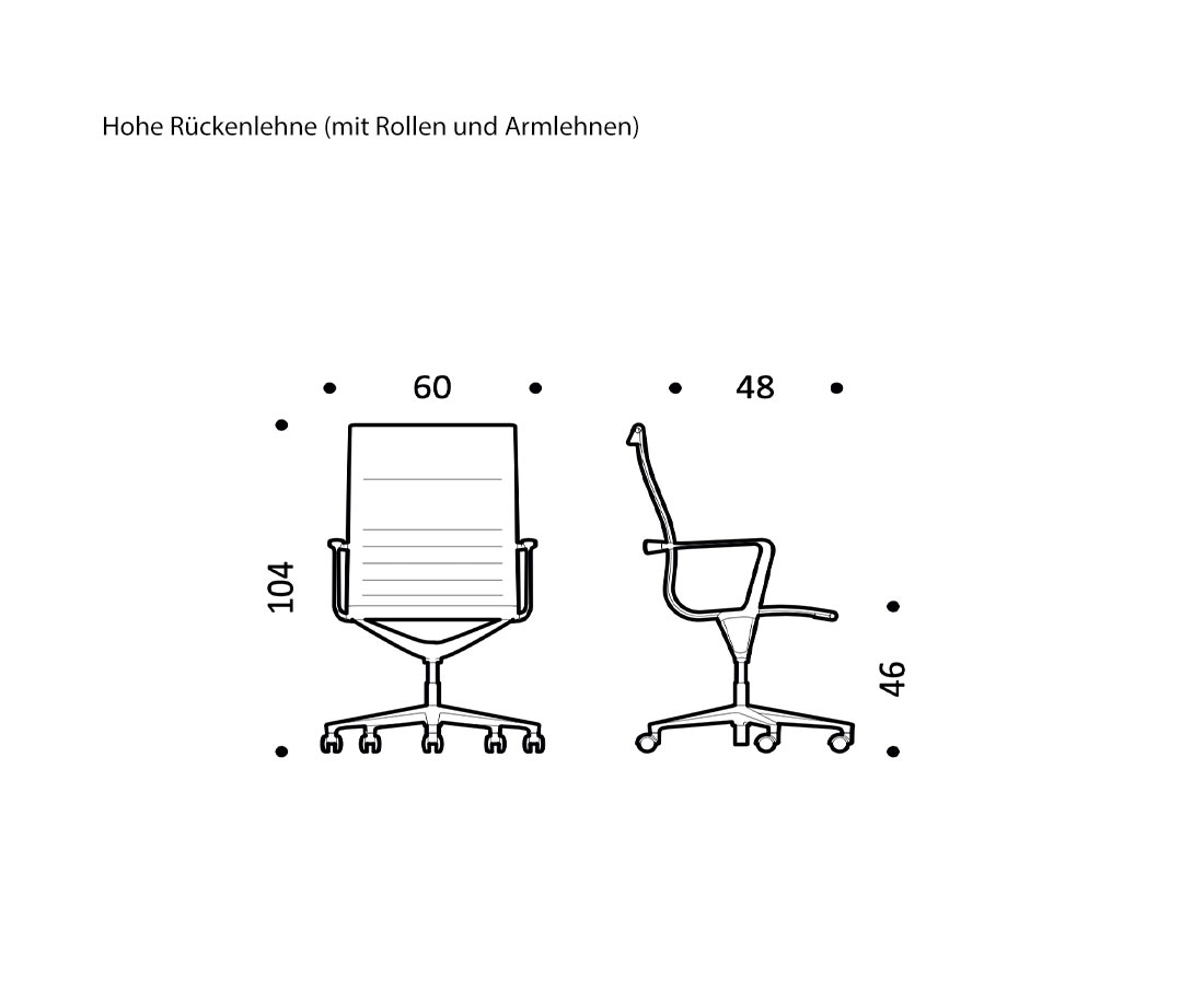 Croquis Dimensions Dossier haut Una Chair de ICF