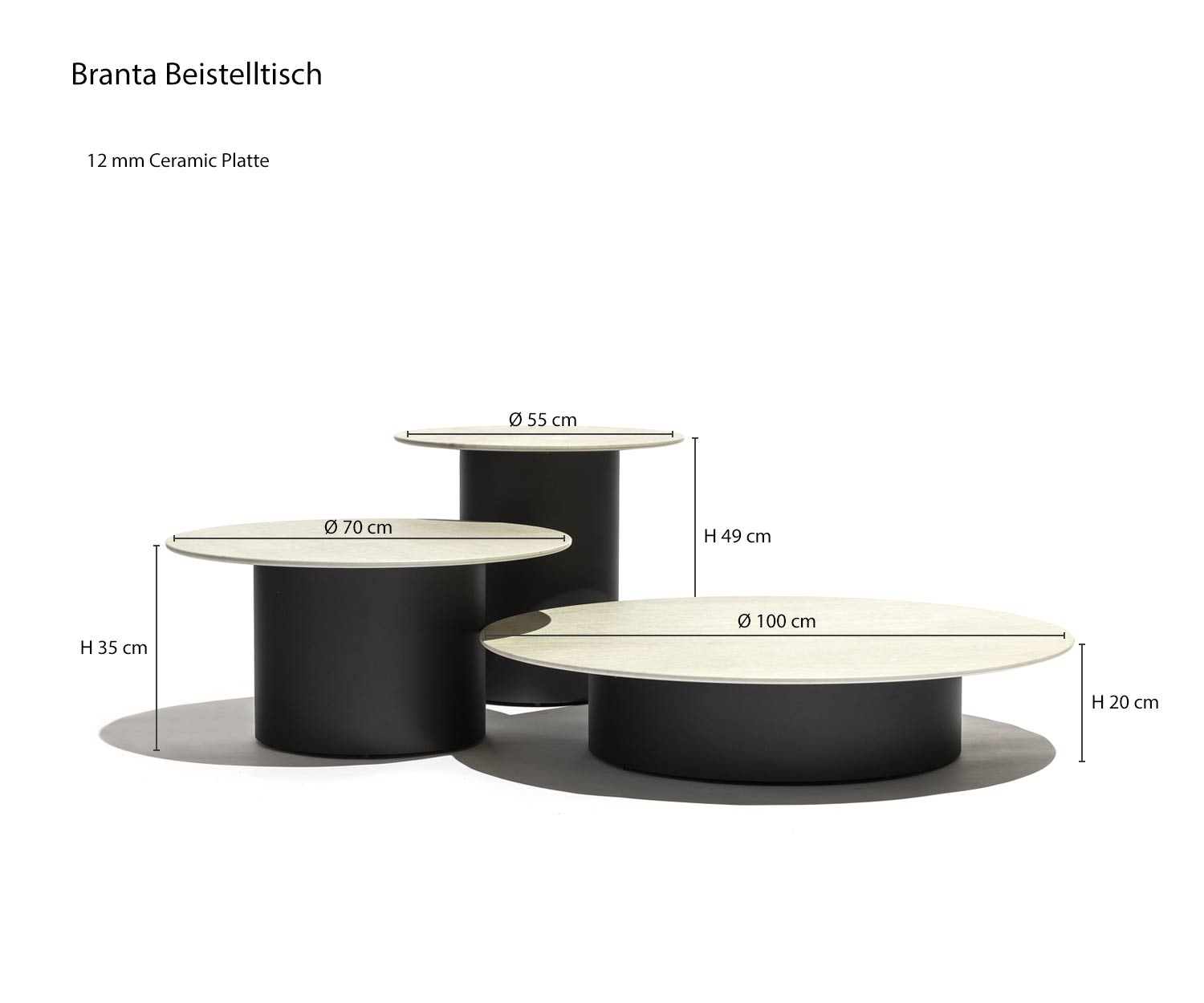 Designer Table d'appoint Branta Esquisse Dimensions Dimensions