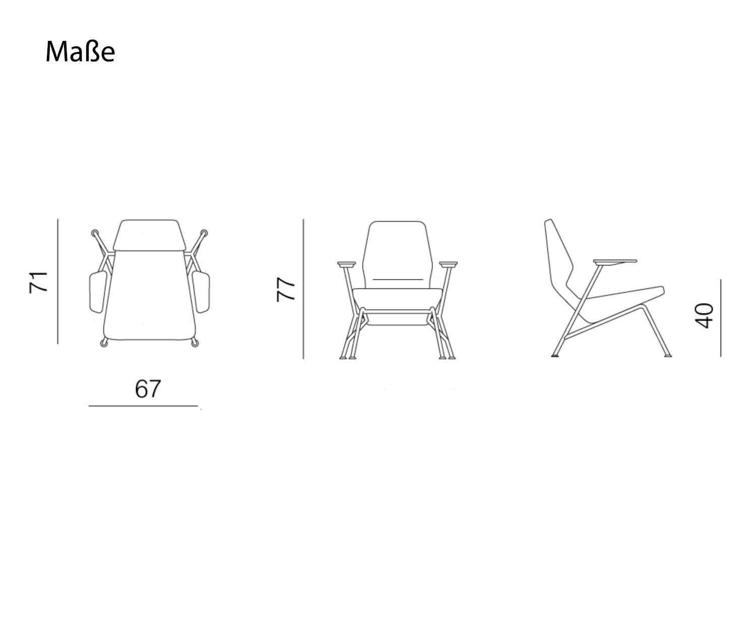 Prostoria Fauteuil Oblique Esquisse Dimensions Dimensions