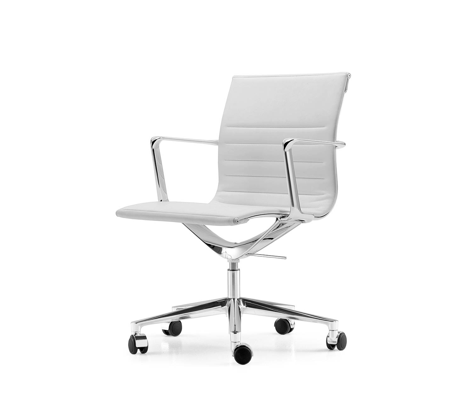 ICF Una Chair Managment Chaise de bureau Design Chaise pivotante 5 bras avec roulettes H42 cm avec cuir Cuir blanc 915